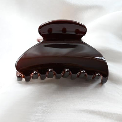 Handmade Celluloid Acetate French Design Barrettes Tortoise Shell Claws Hair Claw Luxury Fashion Accessories Hair Clip for Women (chocolate) - color: chocolate