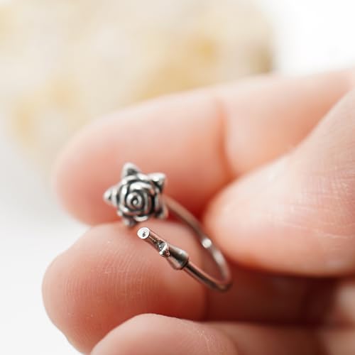 16G Rose Flower Lip Rings Surgical Steel Snake Bite Jewelry for Snake Bites Piecing, Horseshoe Labret Jewelry for Lip Piercing, 16 Gauge - size: 16G-12mm, style: 1 Pc