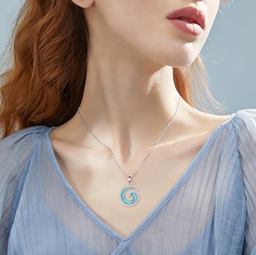 ONEFINITY Ocean Wave Necklace for Women Turquoise Wave Pendant Necklace Beach Jewelry Gifts