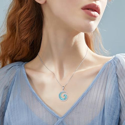 ONEFINITY Ocean Wave Necklace for Women Turquoise Wave Pendant Necklace Beach Jewelry Gifts