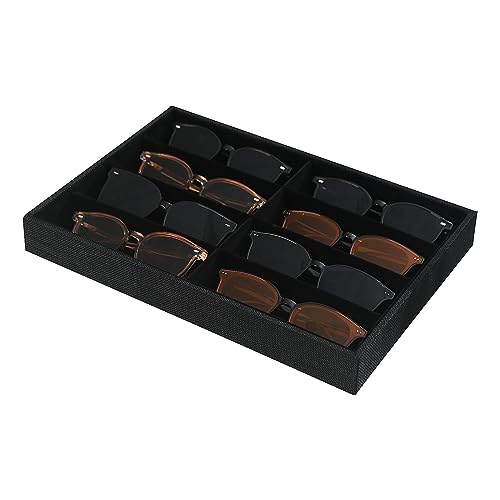 Julysky Sunglass Organizer Tray,8 Grids Watch Holder Display Jewelry Tray for Drawer, Jewelry Display Organizer Tray Box for Men （Black - size: 8 Grid Sunglass Tray