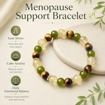 Anxiety Relief Crystal Bracelet Menopause Bracelet Tigers Eye Citrine Natural Stone Stress Beaded Stretch Bracelets Anxiety Relief Healing Bracelets New Chapter Encouragement Jewelry Menopause Gifts - color: A2: Tigers Eye