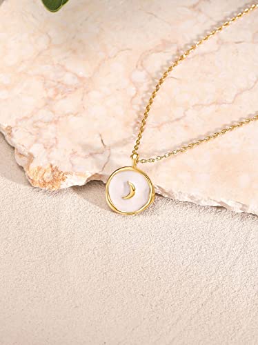 S.Leaf 18K Gold Plated Cubic Zirconia Choker Necklace for Women 925 Sterling Silver Layered Coin Moon Star Heart Circle Crystal Lariat Pendant Necklaces Gifts for Women Trendy - color: Coin_Moon