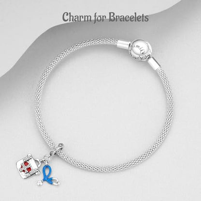 Charms Beads 925 Sterling Silver Animal Heart Flower Friend Dangle Pendant with 5A Cubic fits for Charms Bracelets for Woman Valentine's Day Mother's Day Christmas Graduation Birthday Gift - style: J07-Stethoscope Medical bag Medicine