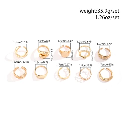 FUTIMELY 14K Gold Stackable Knuckle Rings Set for Women,Aesthetic Silver Trendy Dainty Open Midi Rings Set,Midi Finger Rings Pack Jewelry Gifts - color: Gold2
