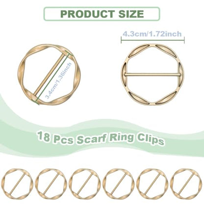 18Pcs Shirt Ties Clips for Women Silk Scarf Ring Clip T-Shirt Buckle Ring Clip Metal Round Circle Clip Clothes Clip - color: Matte Gold