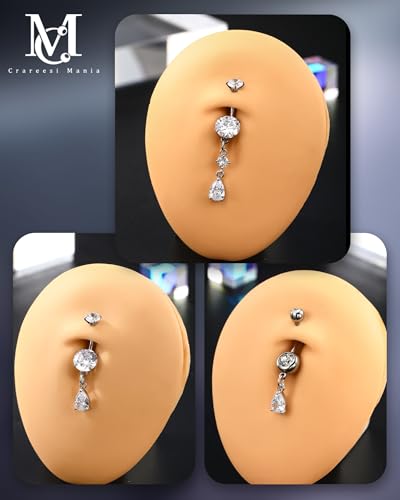 Belly Button Rings Pack 14G Belly Piercing Jewelry 316L Stainless Steel Belly Rings for Women 3PCS Navel Piercing Jewelry - color: Sliver