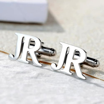 Custom Men’s Cufflinks - Personalized Cuff Links Initials/Names/Dates - 18K Gold Plated 304 Stainless Steel - Ideal Father’s Day & Christmas Gift for Men - style: Letter Cufflinks
