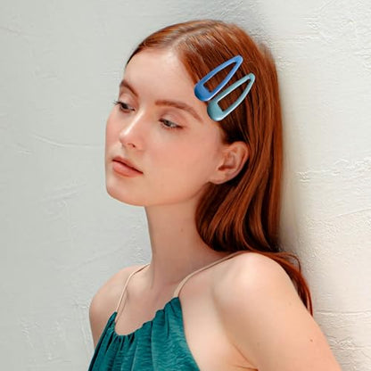 20 PCS Metal Snap Hair Clips Water Drop No Slip Barrettes for Women Bright Small Hair Clips For Thick And Thin Fine Hair,Green Blue Gray Pink Beige,1.97 x 0.5 In. - color: Green Blue Gray Pink Beige
