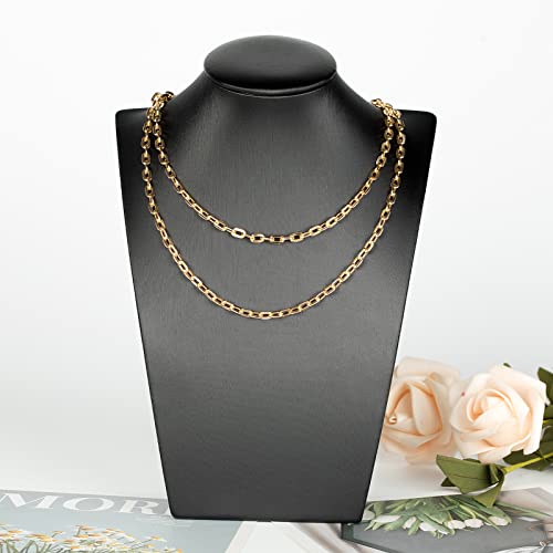 32.8 Feet Gold Plated Chain Bulk, Aluminum Paperclip Necklace Bracelet Chain for Women Men Jewelry Making Chain Roll with Jump Rings and Lobster Clasps - color: 4.3×6.8mm-Gold