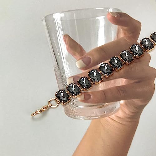 ILuvatar Green Glass Diamond Chain Belt - Metal Women's Western Style Dress Belt - color: Rs-bk