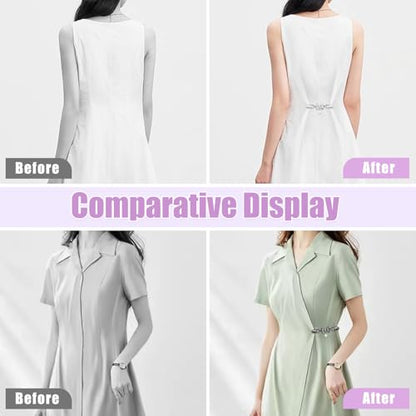Frutain 2 Pcs Bow Waist Cincher Clips,Sweater Shawl Clips for women, Alloy Waist Buckle for Dresses,Shirts,Cardigans - color: Sliver/Black