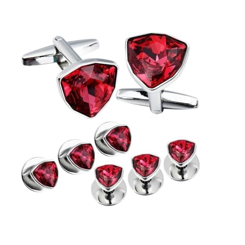 Men's Cufflinks Stud Earrings Set Best Gifts for Wedding Black Red Shirt Accessories - color: white-Dinosaur Doodle4
