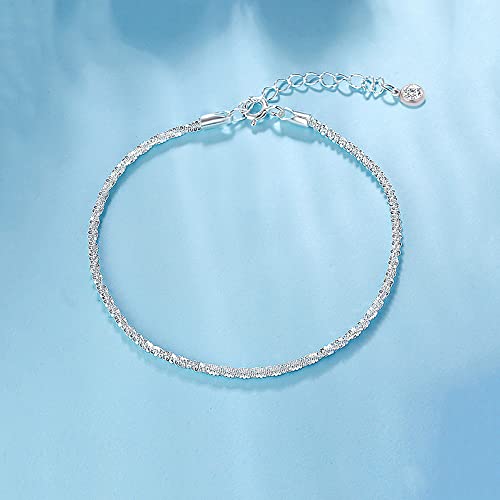 Sparkling Ankle Bracelets for Women Waterproof,18K Gold Plated Anklets for Women Large Ankles - color: A-1pc Star Chain-Silver