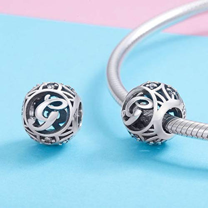 Letter Charms 925 Sterling Silver Initial A-Z Bead Charms | For Bracelets Necklaces, Hypoallergenic,Cubic Zirconia Alphabet Beads, Personalized Gifts for Women - color: G