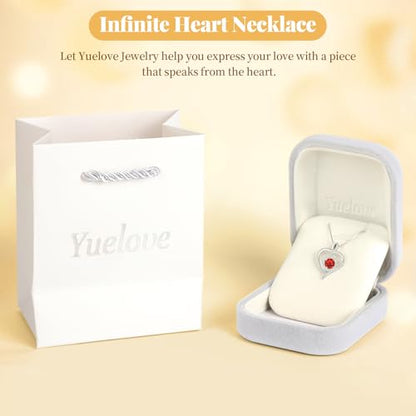 925 Sterling Silver Infinity Heart Necklace for Women, Rhodium Plated Cubic Zirconia Pendant Gift for Girlfriend Wife Mom - Anniversary Valentine's Day Birthday Present with Elegant Gift Box - color: Silver-07-Jul