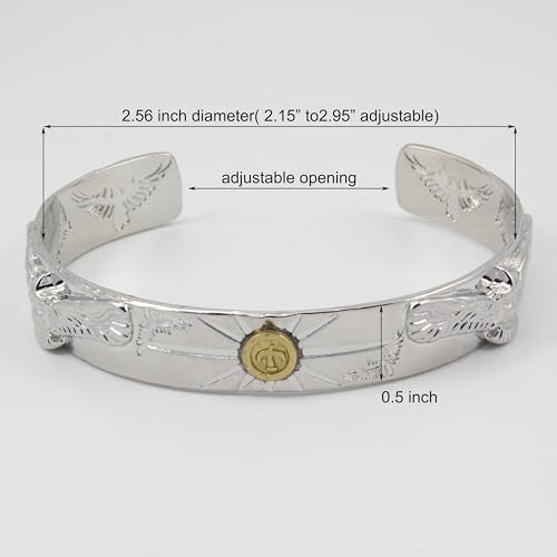 Innocence S925 Silver-Plated Antique Wide Feather Cuff Bracelet For Men Women Adjustable Retro Twisted Feathers Bracelets Gift Jewelry - color: Eagle