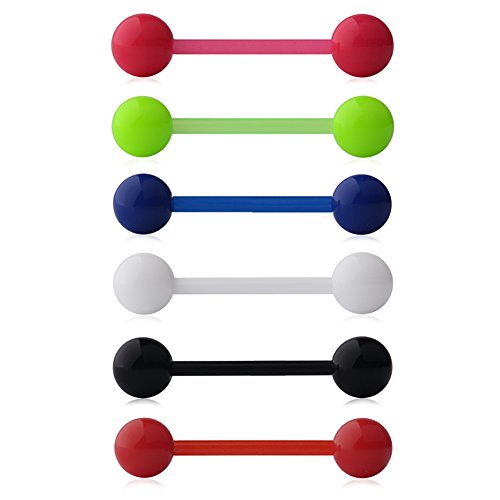 14G 16mm Acrylic Nipple Tongue Barbell Ring Body Piercing Jewelry Retainer 2-6PCS - color: 6PCS - Mix Color 3#