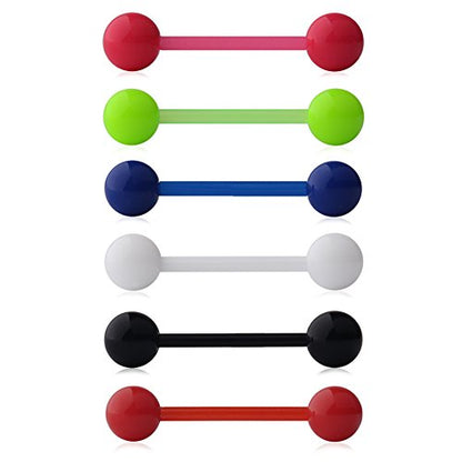 14G 16mm Acrylic Nipple Tongue Barbell Ring Body Piercing Jewelry Retainer 2-6PCS - color: 6PCS - Mix Color 3#