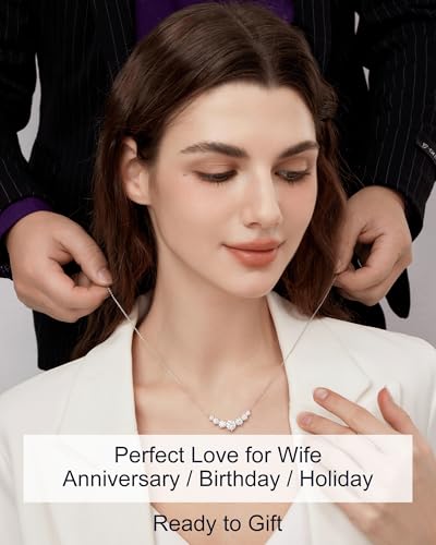 7 Stones Moissanite Necklace for Women, 18K Gold Plated Sterling Silver | 2.2-7.6 Carat Smile Moissanite Pendant Necklace, Anniversary Birthday Gifts for Women, Jewelry Gift for Wife Girlfriend