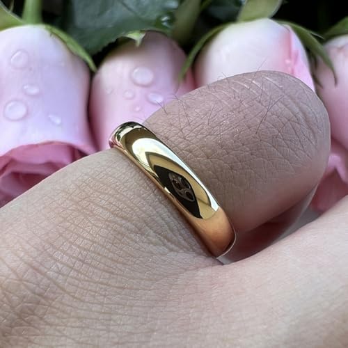 TUTISS 4mm 6mm 8mm 10mm Silver/Gold/White Tungsten Rings for Men Women Couple Fashion Jewelry Anniversary Engagement Wedding Bands Domed Polished I Love You Engraved Comfort Fit - color: 4mm Gold Tungsten I Love You