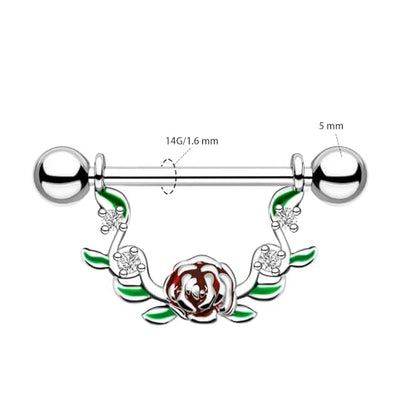2pcs 14G Nipple Rings Flower Nipple Bars Surgial Steel 316L Nipple Piercing Jewelry Heart Nipple Barbell for Women - color: WHITE