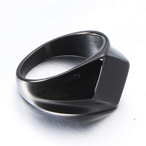MYNENEY Stainless Steel Square Shape Signet for Men Statement Ring - color: Rhombus Black