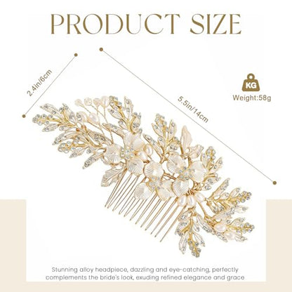 Wedding Hair Pieces, Rhinestone Bridal Hair Accessories | Handmade Gold Hair Comb for Bridesmaids Banquets Balls Formal Events - color: Gold