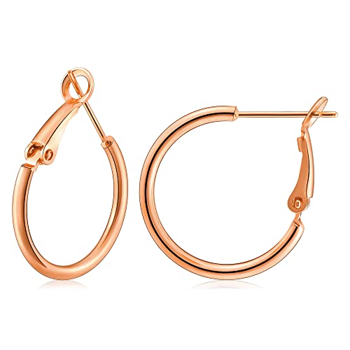 Gacimy Gold Hoop Earrings for Women 14K Gold Plated, 925 Sterling Silver Post Hypoallergenic Earrings Hoops for Women - color: Rose Gold, size: 20mm