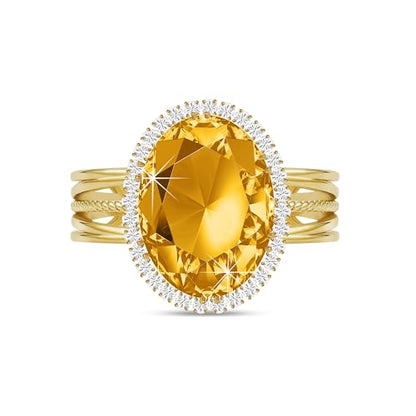 Linawe Costume Jewelry Adjustable Cocktail Ring for Women | Copper, Rhinestone, Cubic Zirconia, Oval, Fake Diamond, Crystal, Stone, Birthstone, Gemstone, Big, Chunky, Statement - color: Yellow Champagne