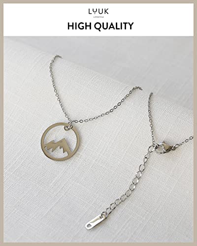 LUUK LIFESTYLE Stainless steel necklace with pendant and HAPPINESS card, 20” adjustable length, lucky charm, friendship chain, Valentine's Day gift, birthday, women's jewelry, silver, gold, rosegold - color: Silver, size: Summit