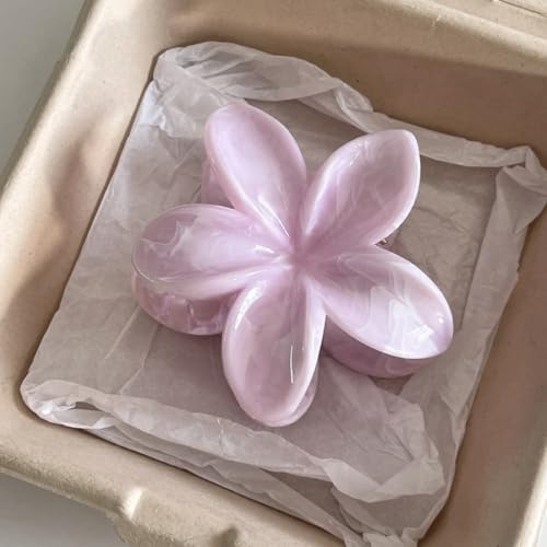 Flower Hair Clips for Women Girls Claw Clips Set Light Pink Plumeria with Marble Design Barrettes Summer Hair Clip Fashion Hair Styling Accessories for Thick Thin Hair(3Pcs: 1 Large 2 Small) - color: Light Pink