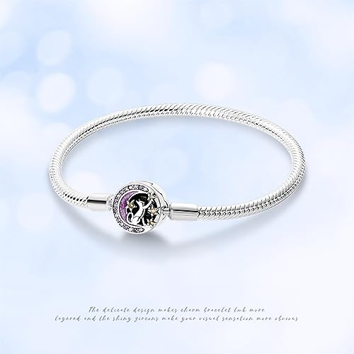 KUNSIR 925 Sterling Silver Palm Clasp Snake Chain Bracelet Basic Charm Bracelets Fit Any PDL Charm, with for Teen Women - style: KJB013