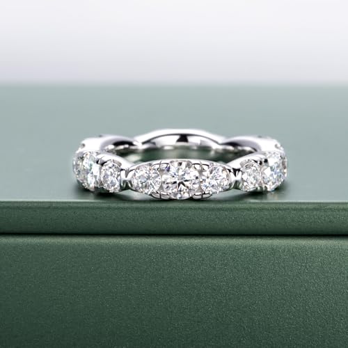 Moissanite Eternity Ring, S925 Sterling Silver Wedding Band for Women - style: Wavy Moissanite Eternity Band