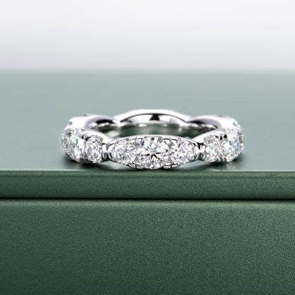 Moissanite Eternity Ring, S925 Sterling Silver Wedding Band for Women - style: Wavy Moissanite Eternity Band