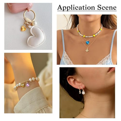 Cheriswelry 40Pcs Faceted Glass Heart Alloy Charms Rhinestone Crystal Teardrop Pendants with Zinc Findings 20 Styles 15-16.5mm for DIY Crafts Necklace Earring Jewelry Making - color: Mixed Color-Heart & Teardrop