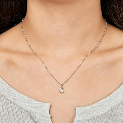 Freshwater Pearl Necklace for Women | 14K Gold Plated Infinity Pendant Fine Jewelry | Dainty Everyday Layering Chain with Lobster Clasp - color: Silver Dainty