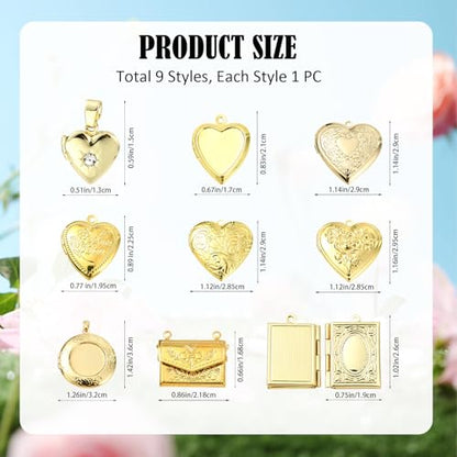 Photo Locket Charms for Jewelry Making Frame Charms Memorial Bracelet Necklace Earring Keychain - color: Gold