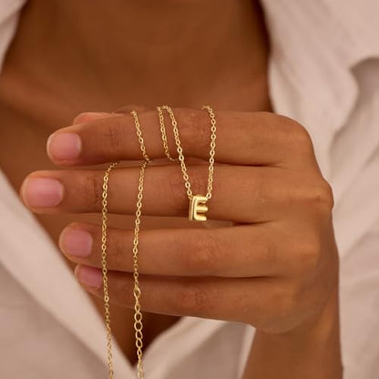 Initial Necklaces for Women Bubble Gold Silver Letter Necklace Dainty Personalized Charm Pendant Name Necklace Cute Non Tarnish Fashion Accessories Teen Gift Trendy Stuff Jewelry Gifts - color: Gold, style: E