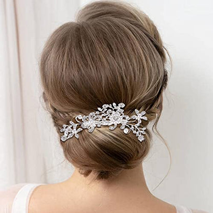 inSowni 32 Pack Silver Wedding Hair Side Combs+U-shaped & Twist Bridal Hair Pins Pieces Accessories Rhinestone Pearls for Women Girls Brides Bridesmaids