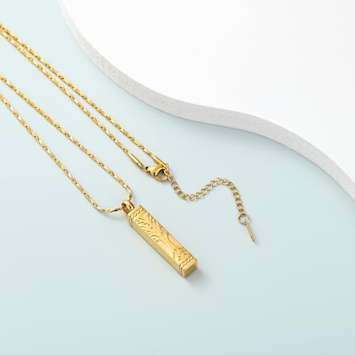 Imrsanl Tree of Life Urn Necklace for Men Women Bar Cremation Jewelry for Ashes Keepsake Ashes Necklace Pendent - color: Gold