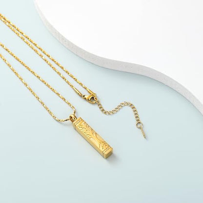 Imrsanl Tree of Life Urn Necklace for Men Women Bar Cremation Jewelry for Ashes Keepsake Ashes Necklace Pendent - color: Gold