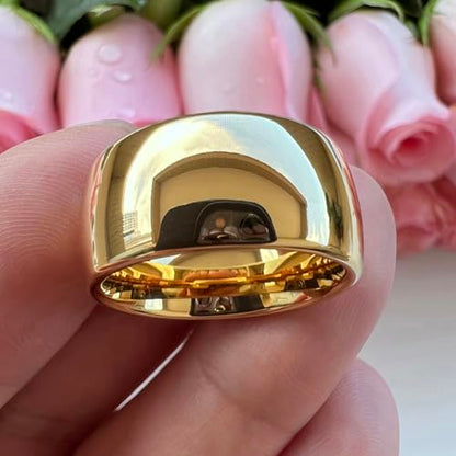 TUTISS 4mm 6mm 8mm 10mm Silver/Gold/White Tungsten Rings for Men Women Couple Fashion Jewelry Anniversary Engagement Wedding Bands Domed Polished I Love You Engraved Comfort Fit - color: 10mm Gold Tungsten I Love You