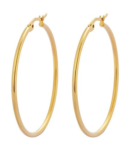 Rounded Hoops Earrings (20mm-60mm Diameter) - color: Gold 40mm
