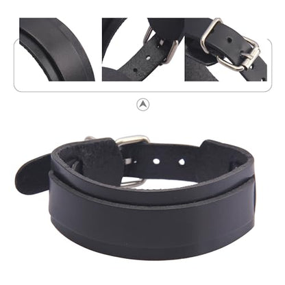 Jeilwiy Punk Leather Wristbands for Men Bracelets Handmade Wide Cuff Bangle Braided Jewelry Black Brown Adjustable - Punk Father's Gifts - color: Leather Cuff Bracelet Buckle