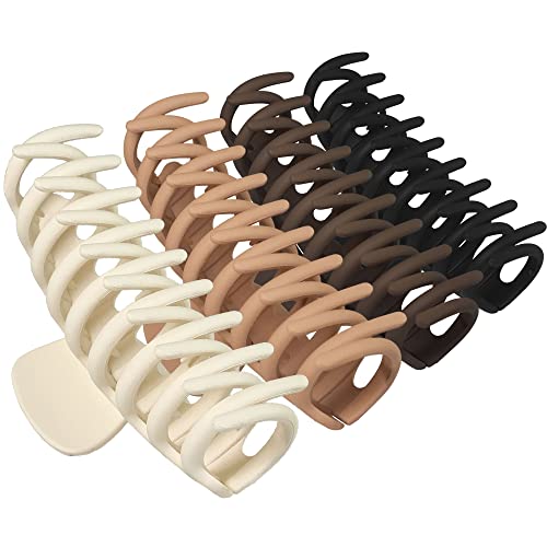 OWIIZI Large Claw Clips, 4.3" Matte Hair Clips for Women's Long Thick Hair, Non-Slip Barrette Clips (4packs) | Matte Hair Clips,Non-Slip Strong Hold Ponytail Barrettes,Jumbo Cute Hair Accessories,for Girls Thick Thin Curly Hair - color: Style 6