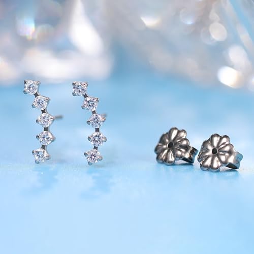Limerencia G23 Pure Titanium Hypoallergenic Earrings | F136 Implant Grade Titanium Jewelry for Sensitive Ears - color: Five Prong climber