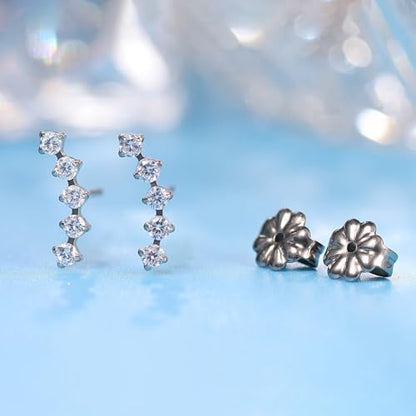 Limerencia G23 Pure Titanium Hypoallergenic Earrings | F136 Implant Grade Titanium Jewelry for Sensitive Ears - color: Five Prong climber