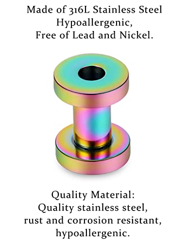Vsnnsns 14G 12G 8G 6G 4G 2G 0G 00G Stainless Steel Ear Tunnels Screw Fit Ear Plugs Tunnels Gauges Set 1.6MM 2MM 3MM 4MM 5MM 6MM 8MM 10MM - color: 6G-4.0mm