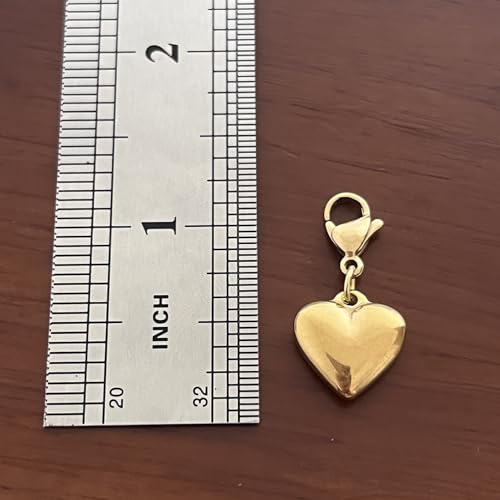 AMOBESTER Elegant Gold Love Heart Shape Clip on Charms for Bracelet and Necklace DIY Jewery Making Zipper Pull Charms